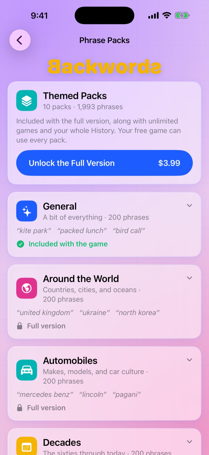 Phrase packs in the Store