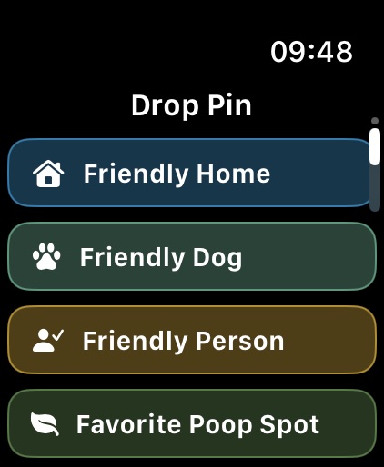 Dropping a pin from the wrist — friendly home, friendly dog, friendly person, favorite poop spot