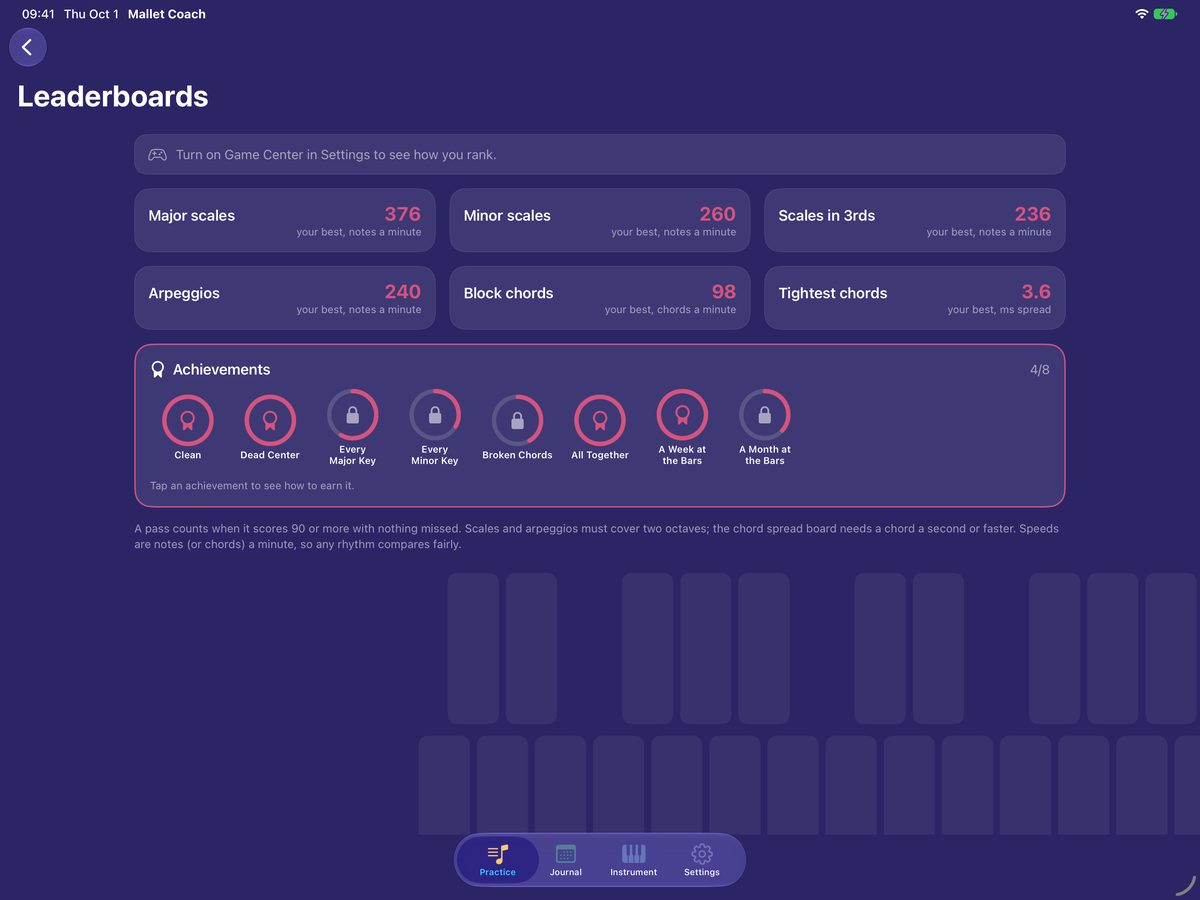 Leaderboards: your best clean passes and achievements