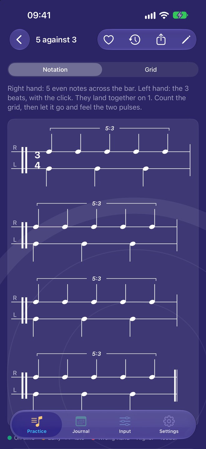 5 against 3: right hand above, left hand below